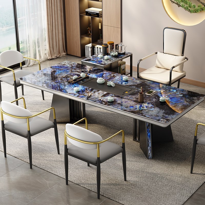 新中式岩板茶水茶桌意式极简一体两用H高级感宋代美学阳台泡茶茶