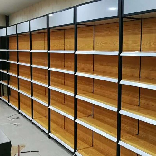 加厚宠物店五金便利店四柱木纹超市货架玩具店母婴店零食展示架