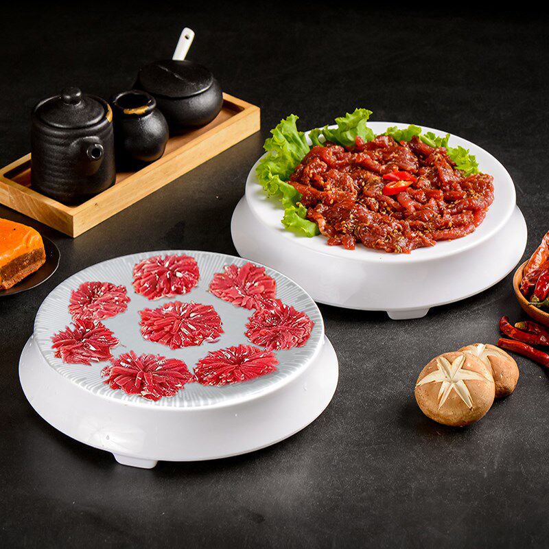 密胺仿瓷圆形盘子创意特色千层肚摆盘火锅店麻辣牛肉珍花专用餐具