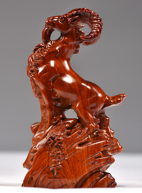 花梨木雕羊摆件实木雕刻木质生肖羊红木工艺品办公室客厅家居礼品