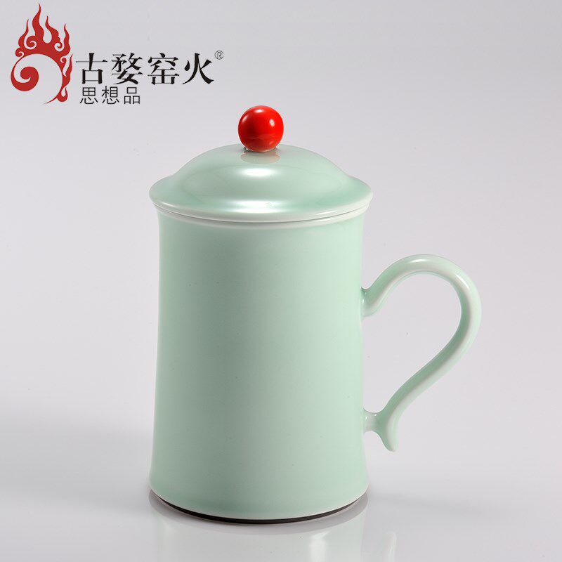 古婺窑火 陶瓷茶杯带盖 办公室茶器鸿运当头单杯