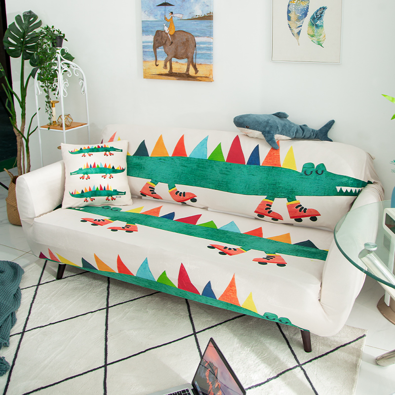卡通图案全包防滑沙发坐垫四季用双人耐脏全盖布梳化笠简约沙发套