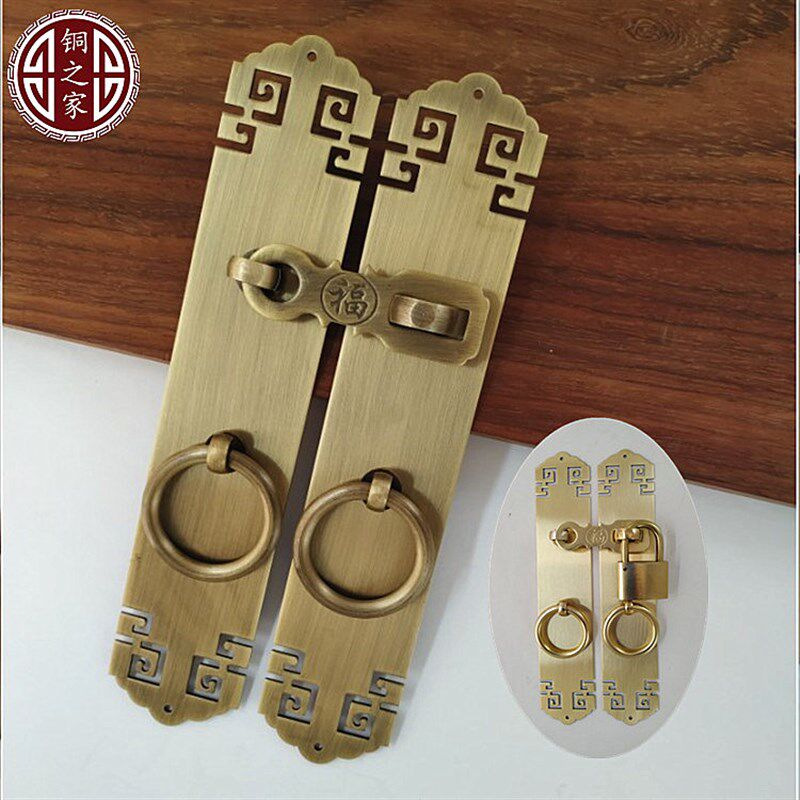 仿古中式欧式柜门把手 古典家具五金装修配件 屏风花格大门铜拉手