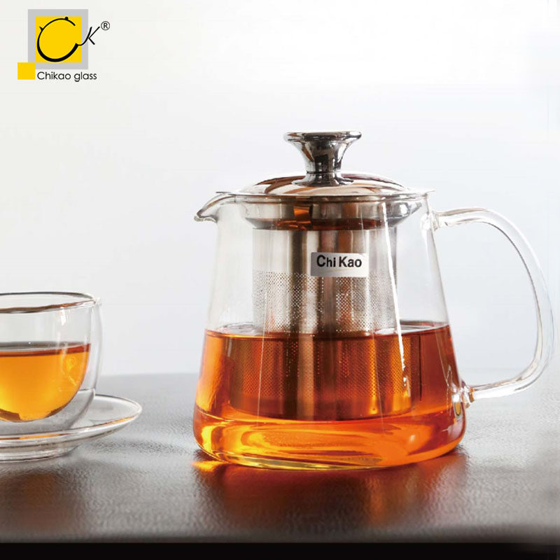 奇高chikao茶壶不锈钢过滤玻璃茶具套装红茶器耐高温花茶壶可加热