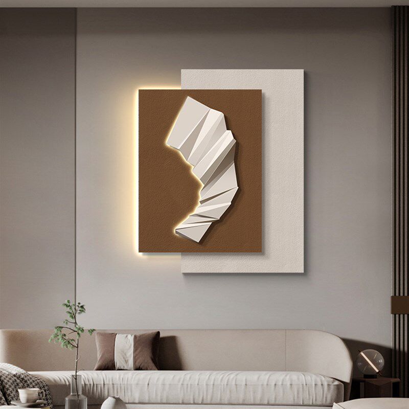 现代简约客厅装饰画高档大气沙发背景墙挂画立体抽象几何叠加壁画