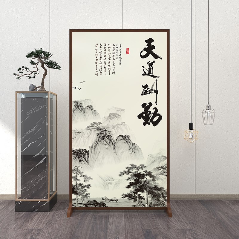 实木风景进门入户隔断玄关卧室遮挡办公会议室装饰墙屏风移动座屏