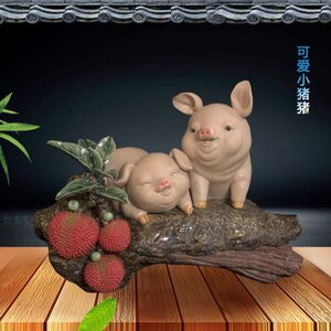 石湾陶瓷生肖摆件猪客厅玄关电视柜装饰品招财手工艺品乔迁送礼