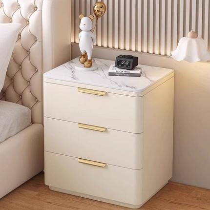 床头柜简约现代小柜子轻奢网红实木床边柜卧室岩板小型床头收纳柜