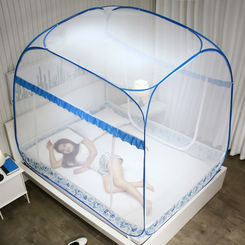 蒙古包蚊帐2020新款免安装方顶1.2米1.5/1.8m床双人家用加密加厚2