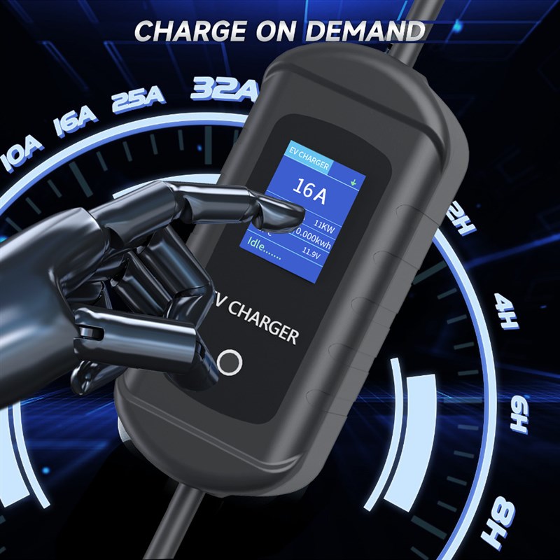 欧标11KW16A充电枪器模式二CEE插头可触摸调节电流大屏保护充电桩