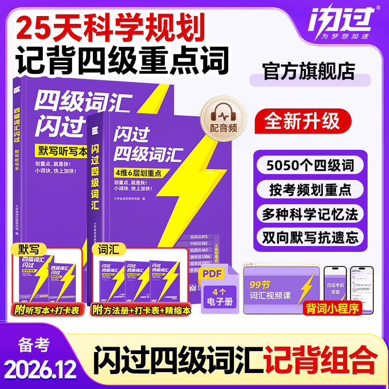 【备考2026.12】英语四级词汇四级考试英语真题英语四级备考2026四级词汇闪过四级英语英语四级真题试卷复习资料cet4阅读理解图片