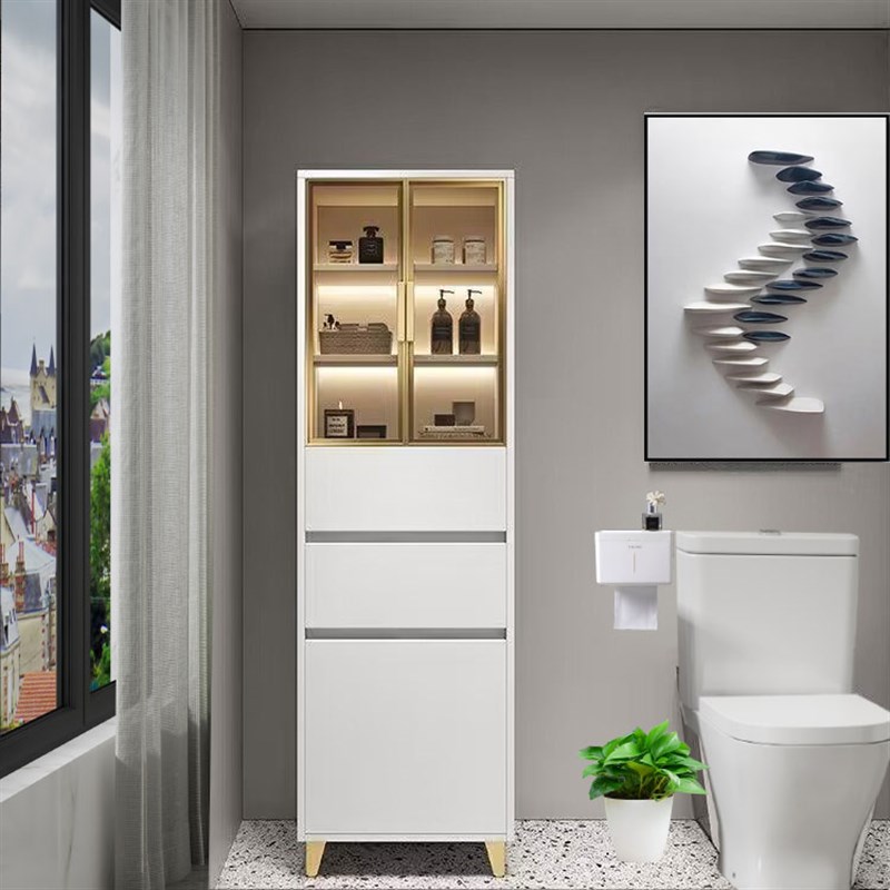 定制简约现代轻奢浴室储物边柜落地式卫生间洗漱台立Y柜收纳柜侧