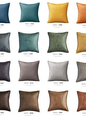 科技布抱b枕套靠垫轻奢客厅沙发高档靠枕腰枕现代皮防水橙色不含