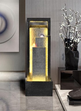 矿物油摆件水幕流水景观瀑布喷G泉客厅办公室内落地装饰