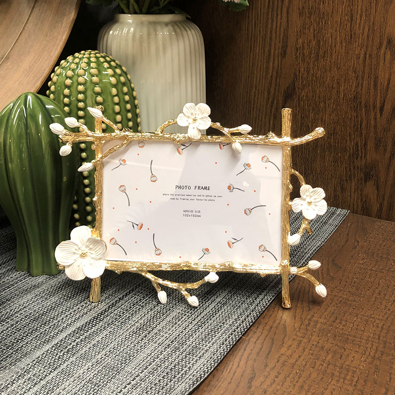 日式小清新相框摆台7寸q6寸七10寸创意精致轻奢金属婚纱照片框摆