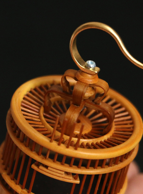 精工黄手工编作天然竹丝老玉竹小号纯蛉笼子鸣虫笼叫笼竹制小挂件