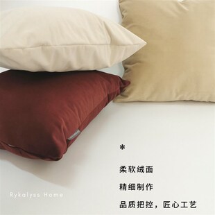 RY抱ALYS发法式复古焦糖咖啡奶油丝绒K枕套靠枕客厅沙S靠垫午现代