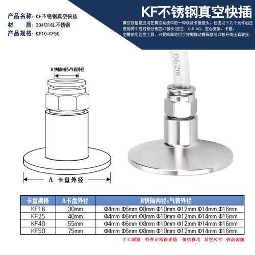 304不锈钢快装宝塔软管接 KF16KKF25头 F40橡胶管PVC真空卡盘转接