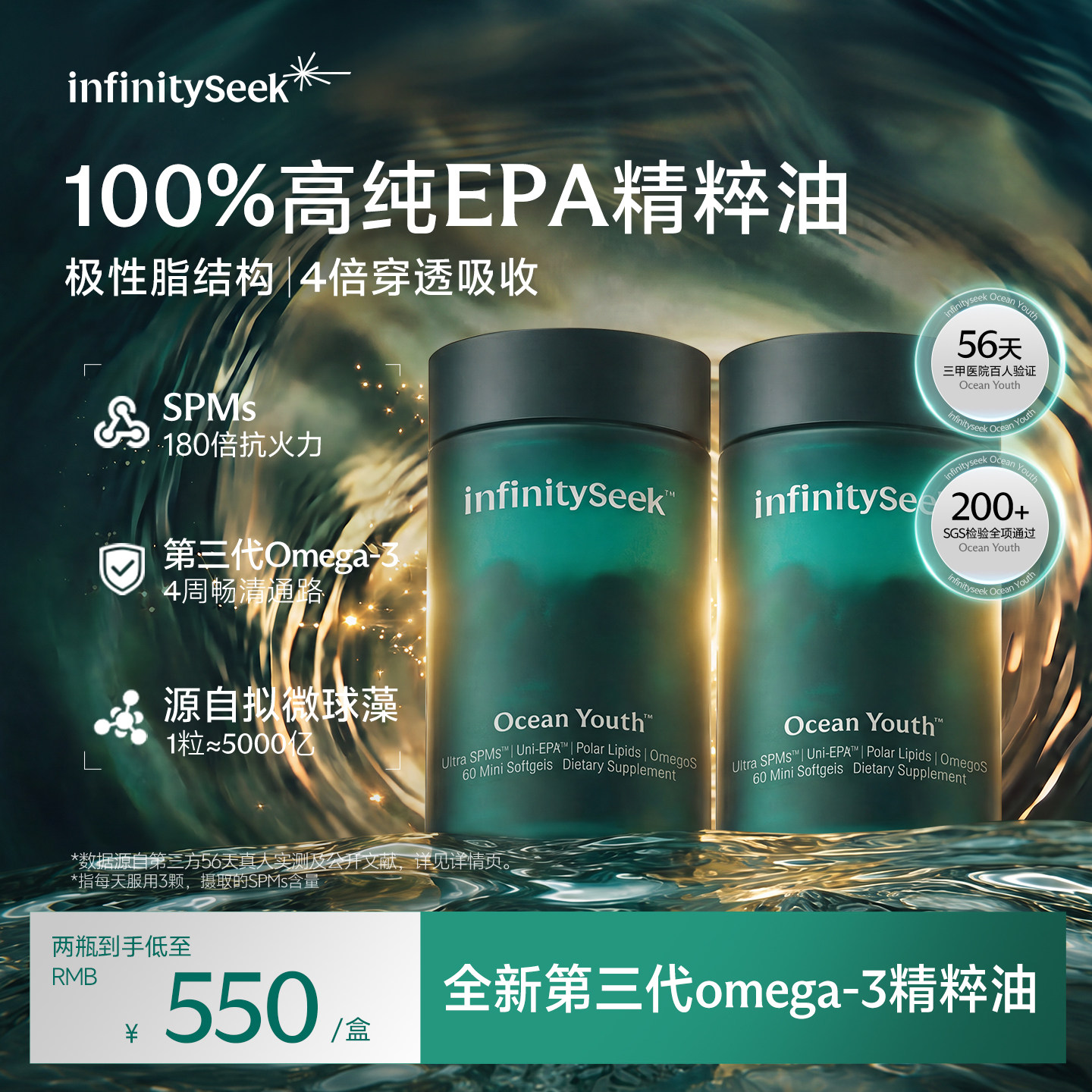 infinityseek海洋精粹油IFS深海鱼油Omega3进口epa高吸收SPMs藻油