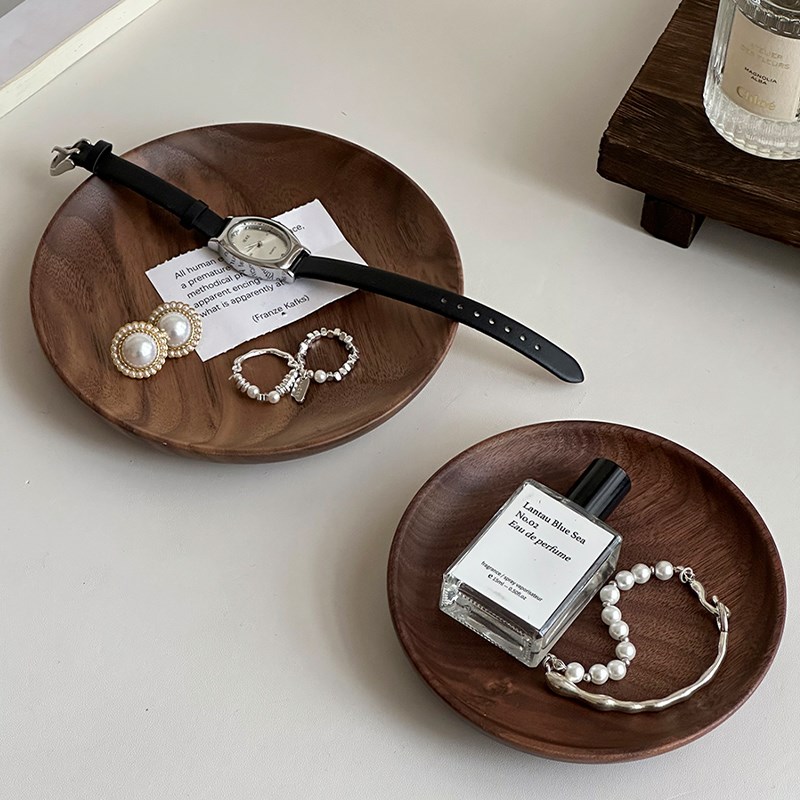 实木首饰盘香薰托盘装饰摆件轻奢高级感K拍照道具桌面杂物收纳盘