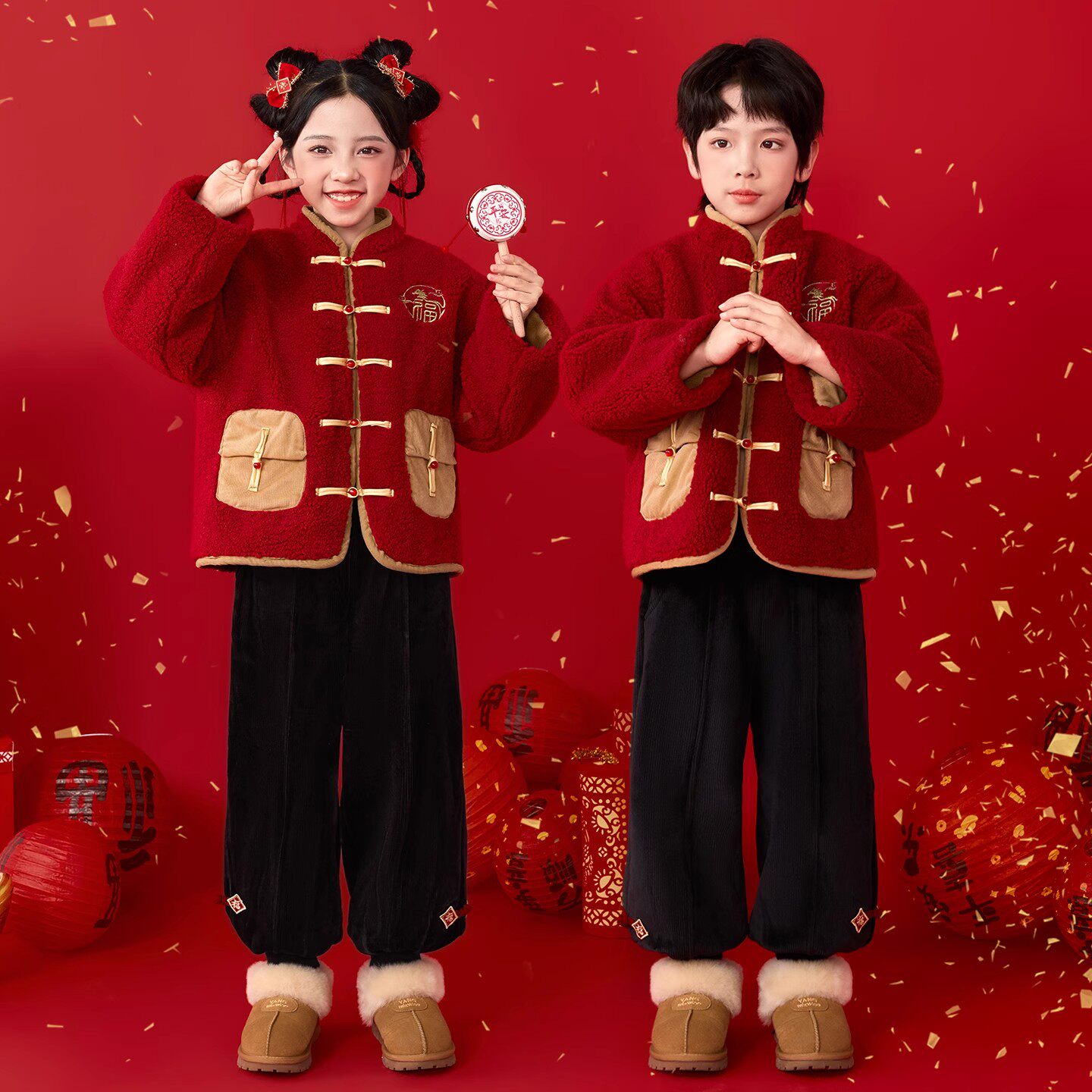 元旦拜年加绒加厚儿童唐装