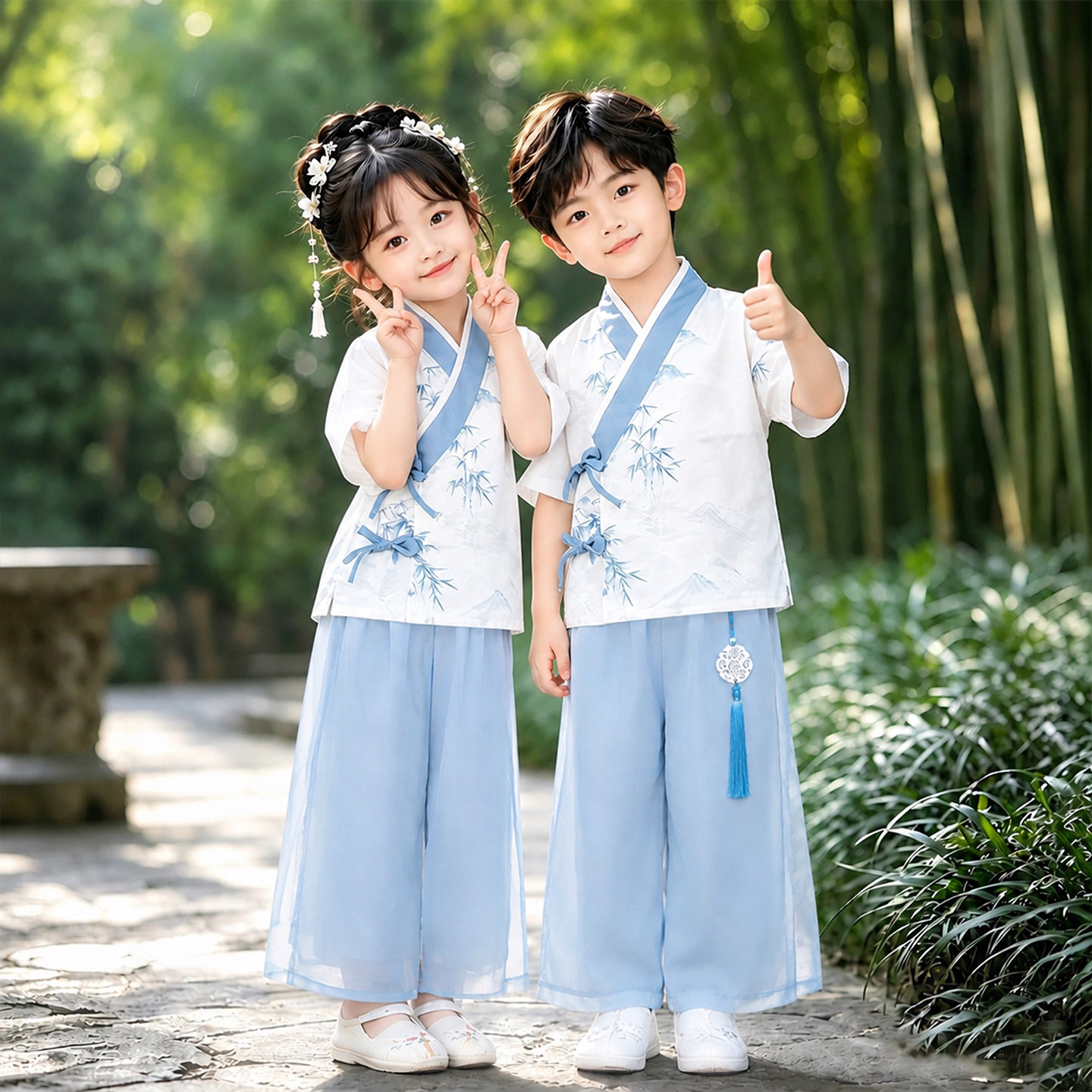 儿童中国风演出服国学唐装表演服图片