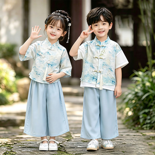 儿童中国风演出服国学合唱班服