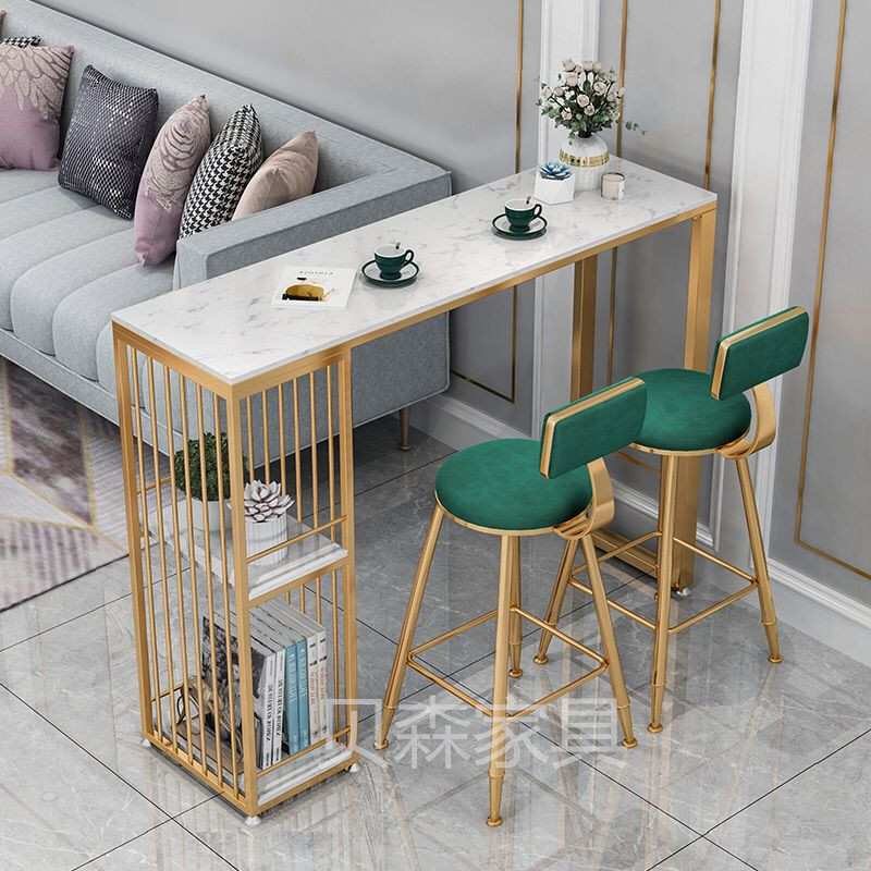 轻奢简约大理石高脚桌子沙发客厅隔断吧台N柜厨房家用靠墙长条桌