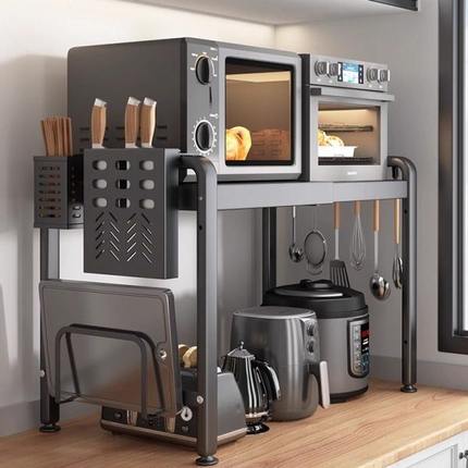 微波炉伸缩置物架厨房烤箱架子台面多功能家用电饭煲收纳专用支架