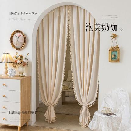 新款纱帘免打孔法式玫瑰花纱月光白镂空纱影飘窗门帘卧室纱帘隔断