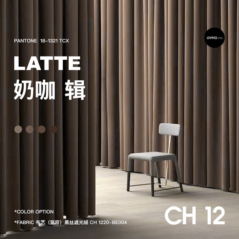 辑/12 大地棕奶咖o色窗帘2021年新款客厅北欧简约轻奢卧室遮光飘