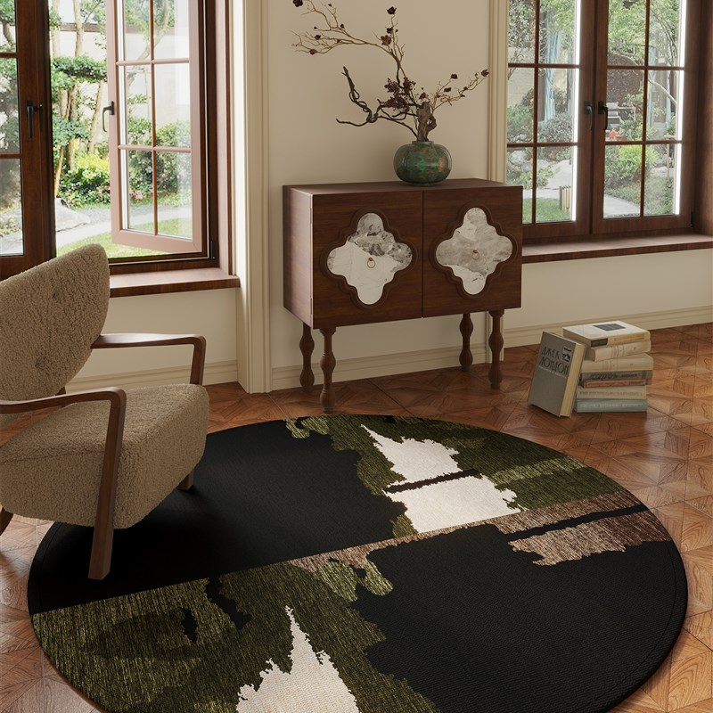 圆形简约地毯高级感客厅沙发茶几C毯书房转椅地垫家用卧室床边垫