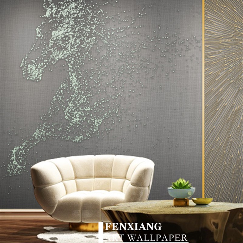 现代客厅骏马8D立体墙纸电视背景墙壁纸个性定制T壁画无缝高端墙