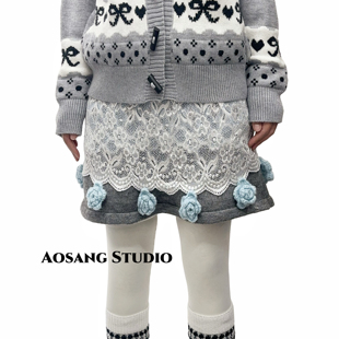 韩系小花屁帘蕾丝半身裙遮屁股多巴胺网纱罩裙纱裙卫衣叠穿内搭