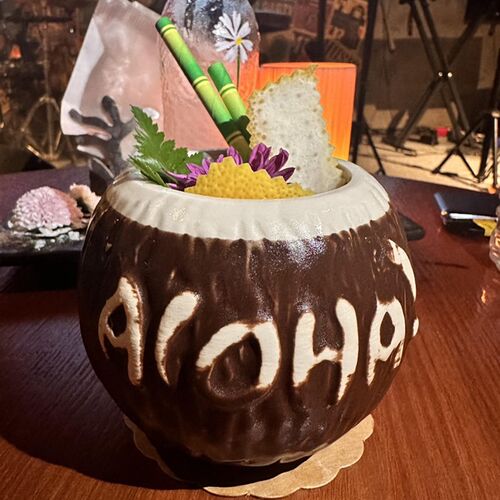 酒吧型采 椰子造聚陶瓷tiii杯 椰林飘香鸡尾酒杯 tikk杯 陶瓷杯