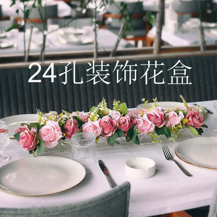 亚力克矩形饰盒水培插花盒装花盒桌面装饰厅瓶餐花餐桌透明花瓶