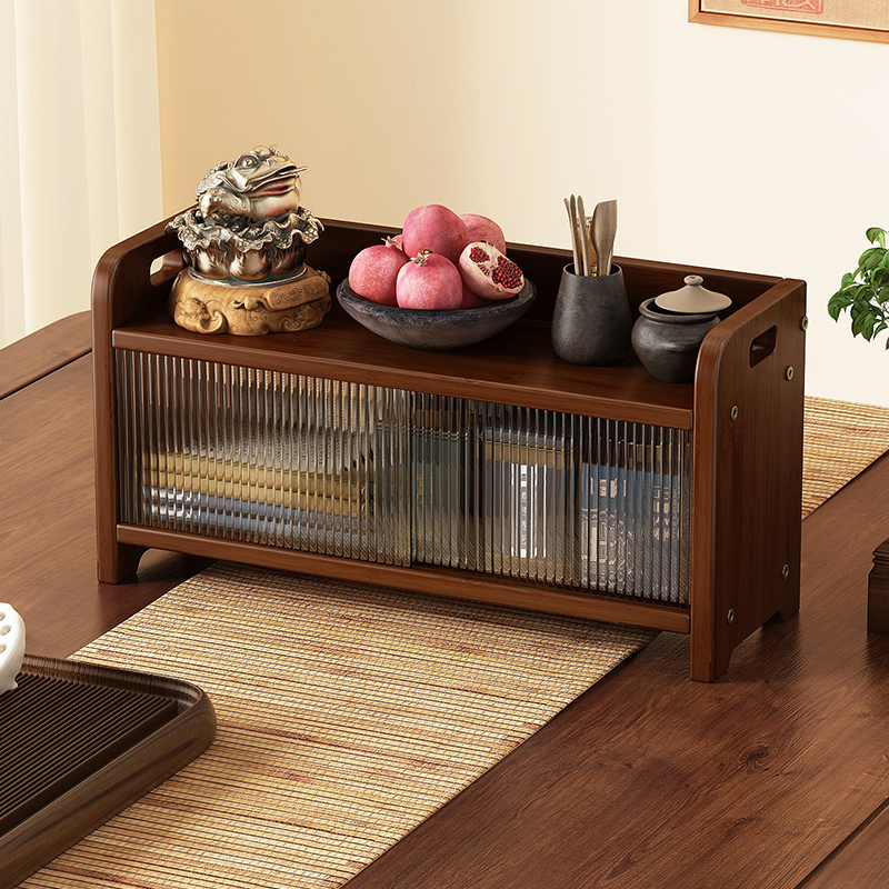 桌面小型博古架非实木茶具u储藏柜新中式收纳架多功能茶杯架置物