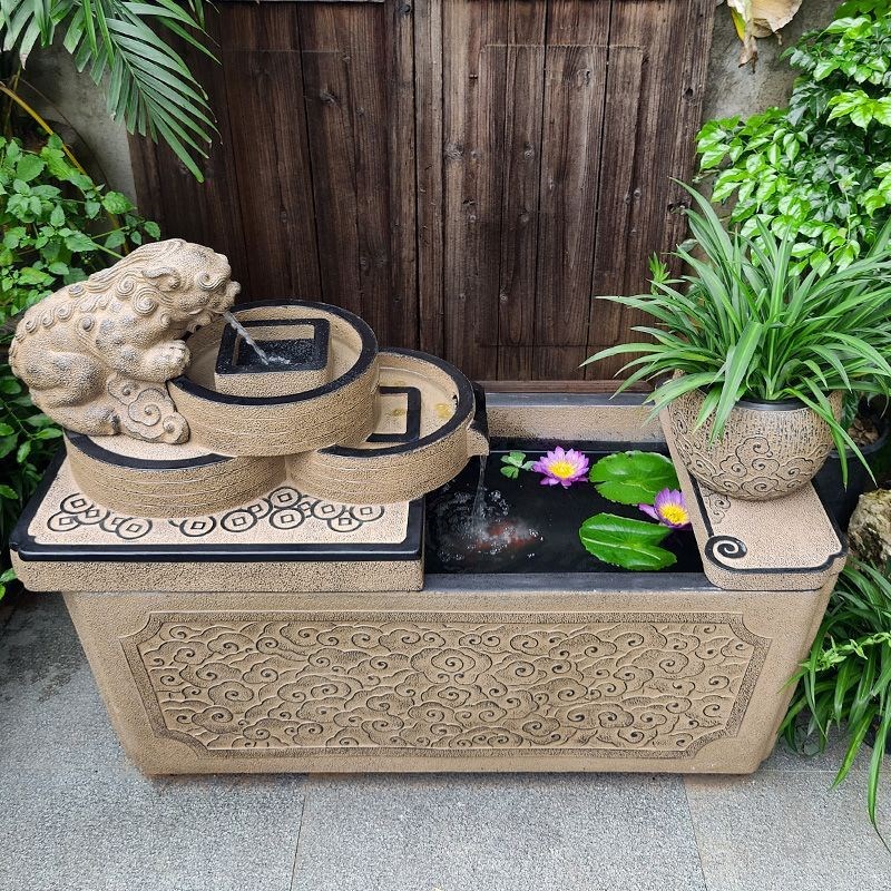 覆古大型流水摆件花园p院子落地鱼缸貔貅招财缸造景喷泉庭院大鱼