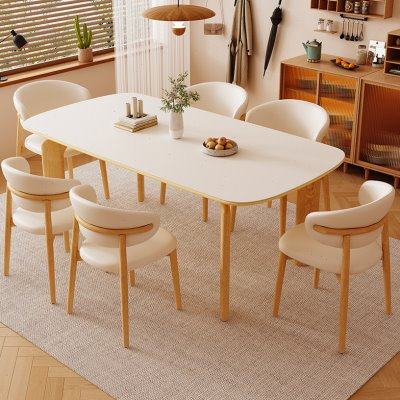 2024新款岩板餐桌椅现代简约轻奢家用小户型客厅长方形奶油风饭桌,住宅家具,岩板餐桌,淘宝优惠券,粉丝福利购,淘宝优惠卷