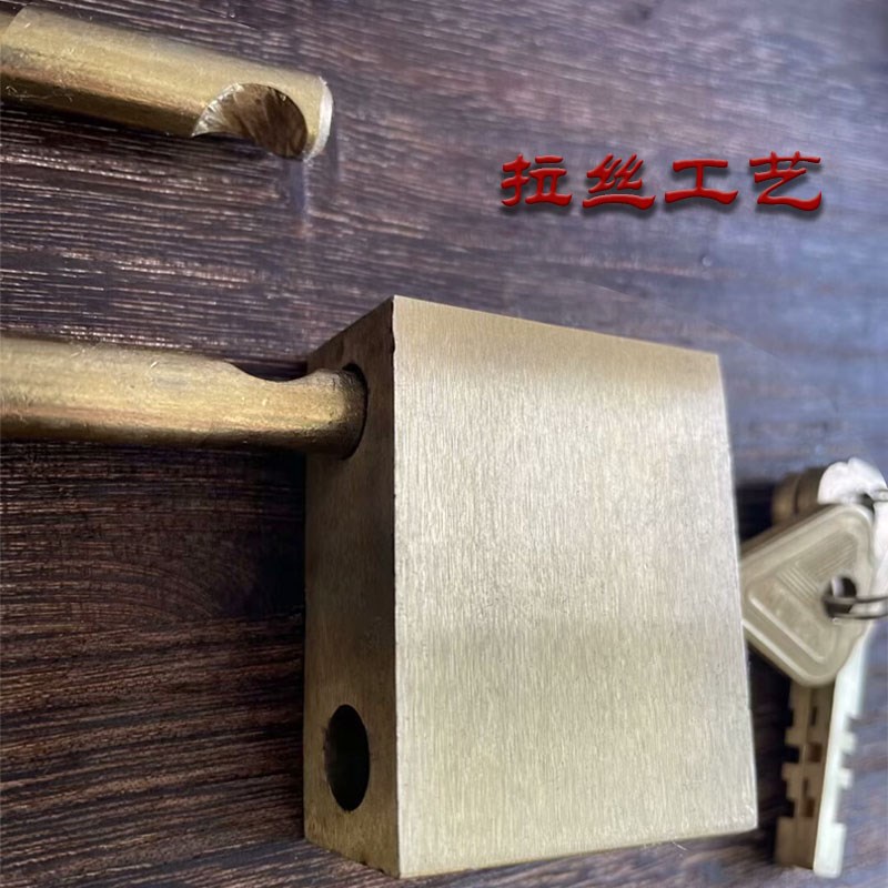实心黄铜b家用挂锁长梁挂锁老式仿古门栓锁具户外防锈防盗大门铜