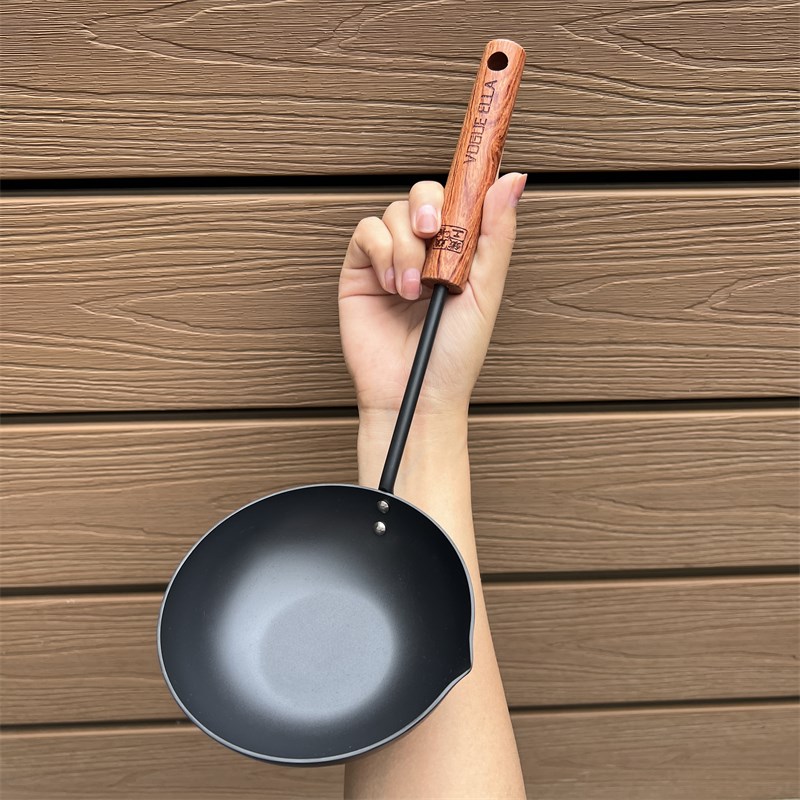 日式泼油小铁锅热油淋p油浇油锅手持煎蛋辅食煎锅水舀子大头铁汤