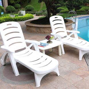 户外躺床沙滩日光浴泳池躺椅折叠床塑料室外休闲椅酒店游泳池午休