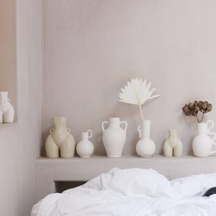 WULIHOME 侘寂风陶瓷花瓶轻奢冷淡质朴民宿酒店店铺桌面摆件装饰