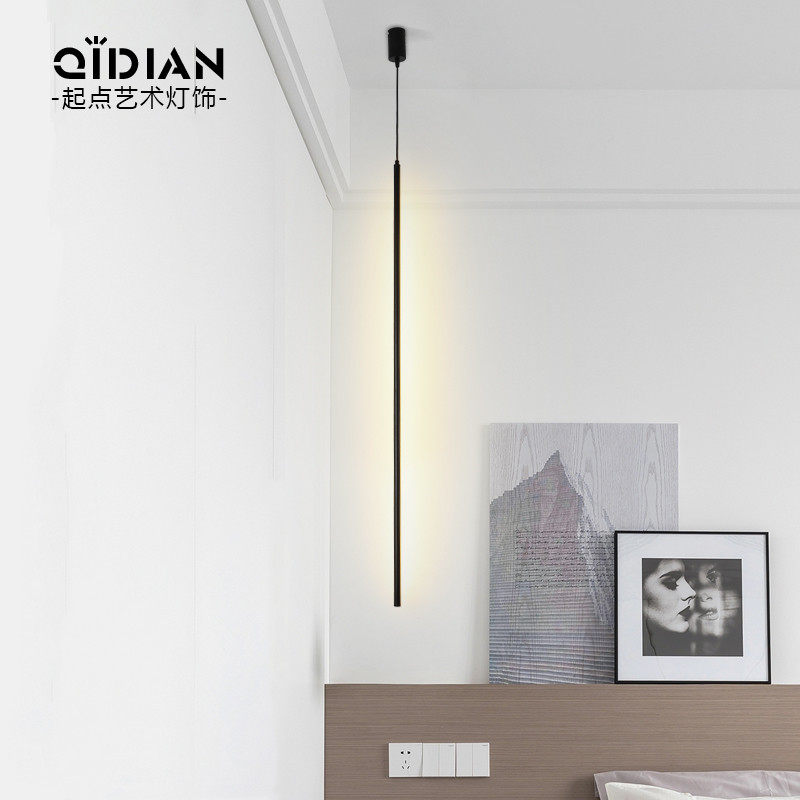 复刻版意大利极简细长线条灯客厅沙F发角卧室床头网红全铜圆柱吊