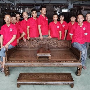 红木家具鸡翅木实木素面罗汉床三件套新中式单人床榻床1米1.2米