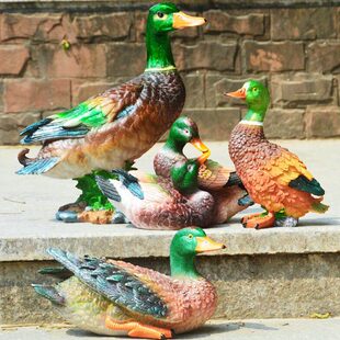 花园庭院阳台装饰品绿头鸭摆件园艺景观雕塑模型树脂工艺品农家风