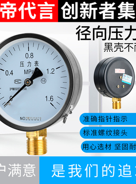 Y100普通压力表 压向径力表 水压表油压表气压表 标准螺纹M*021.5