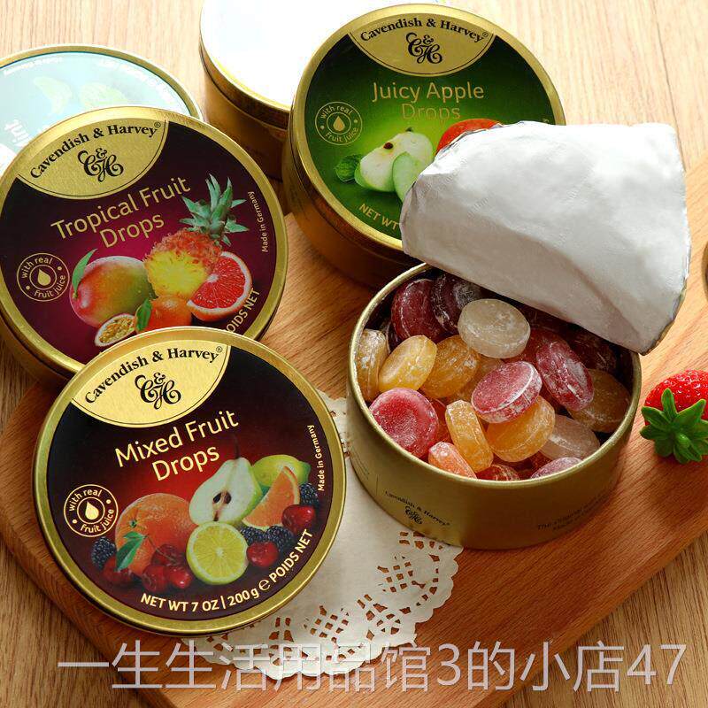 德国进口嘉云糖200g混合水果味铁盒水果糖薄荷硬糖喜糖礼盒罐装