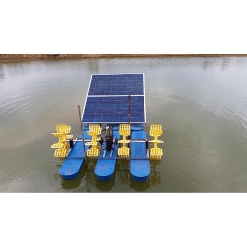 太阳能水车叶轮式太阳能光伏板小型曝气增氧机水体环境增氧