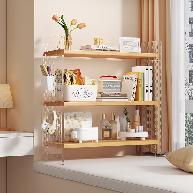 飘窗书架置物架窗台收纳柜洞洞板放阳台的小书架简易多层整理架子